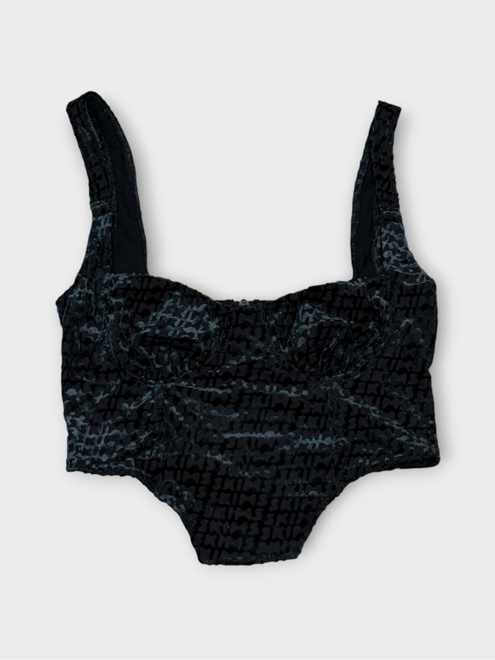 SKIMS Black Velvet Texture Bustier Crop Top — Size S — NWT
